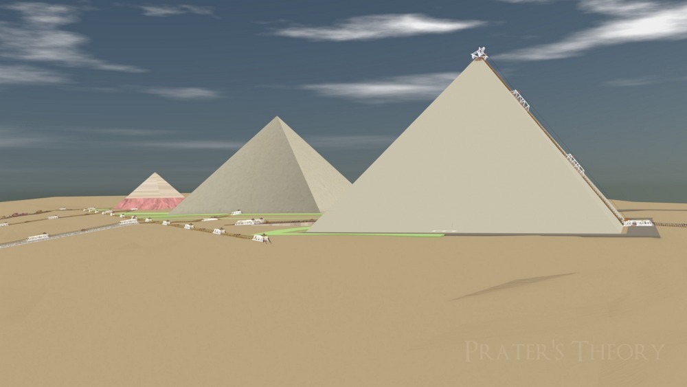 Three pyramids in a line with the smallest one in the background